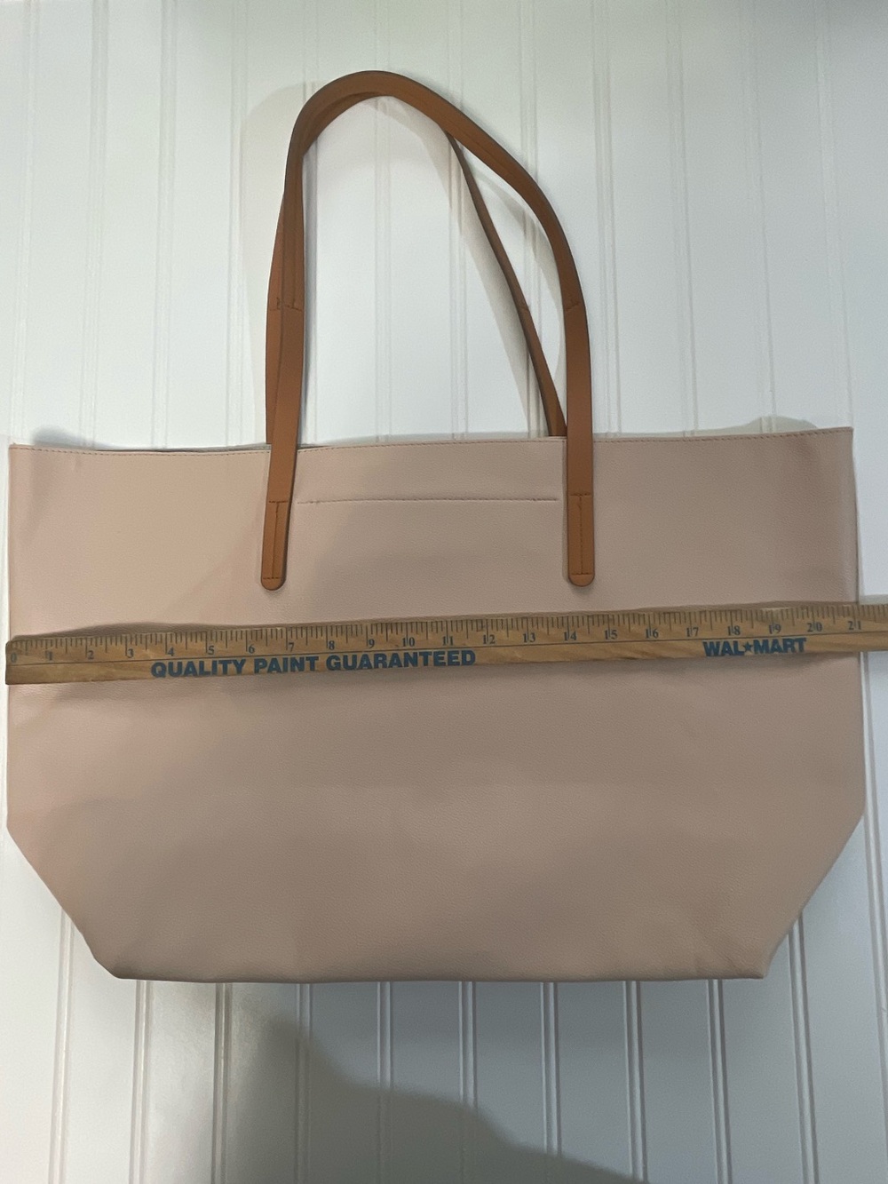 Boon Supply Blush Pink Vegan Leather Classic Tote with Tan Straps - Picture 3 of 16